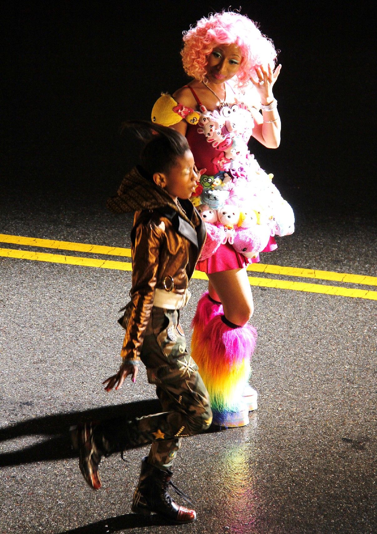 Nicki Minaj and Willow Smith on the set for the music video of 'Fireball' | Picture 117993